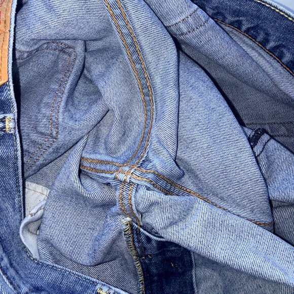 Levi 505 Jeans Mens 36x30 Blue Denim Straight Fit Distressed - Picture 7 of 10